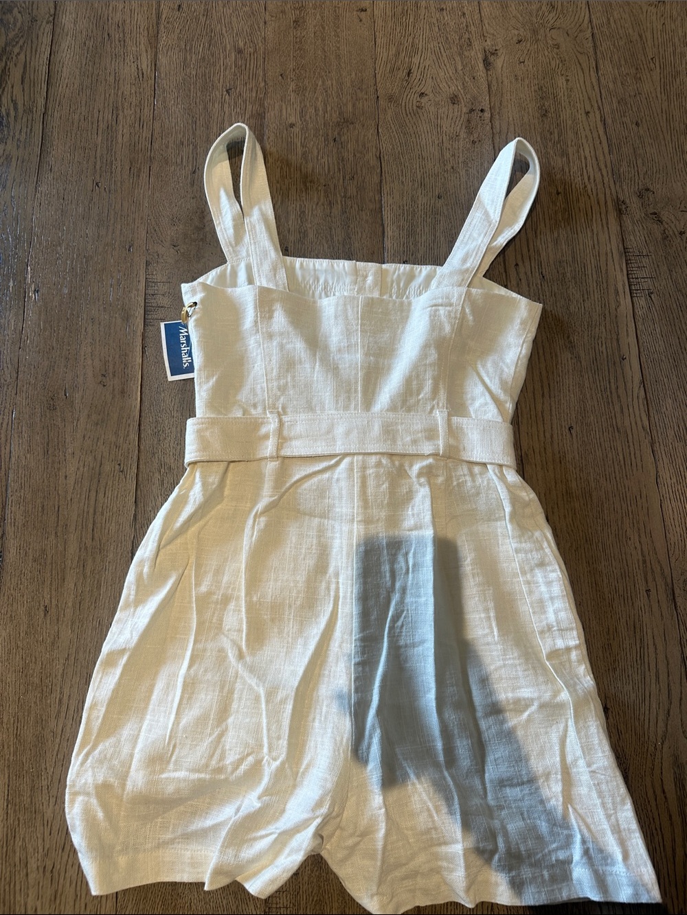 House of Harlow 1960 Cream Linen Romper with Tortoiseshell Buckle - Picture 6 of 7